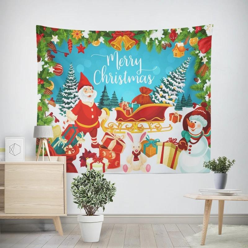 Рождество Новый год Санта-Клаус Подарок Узор Гобелен Гостиная Диван Автомобиль Интерьер Украшения Гобелен