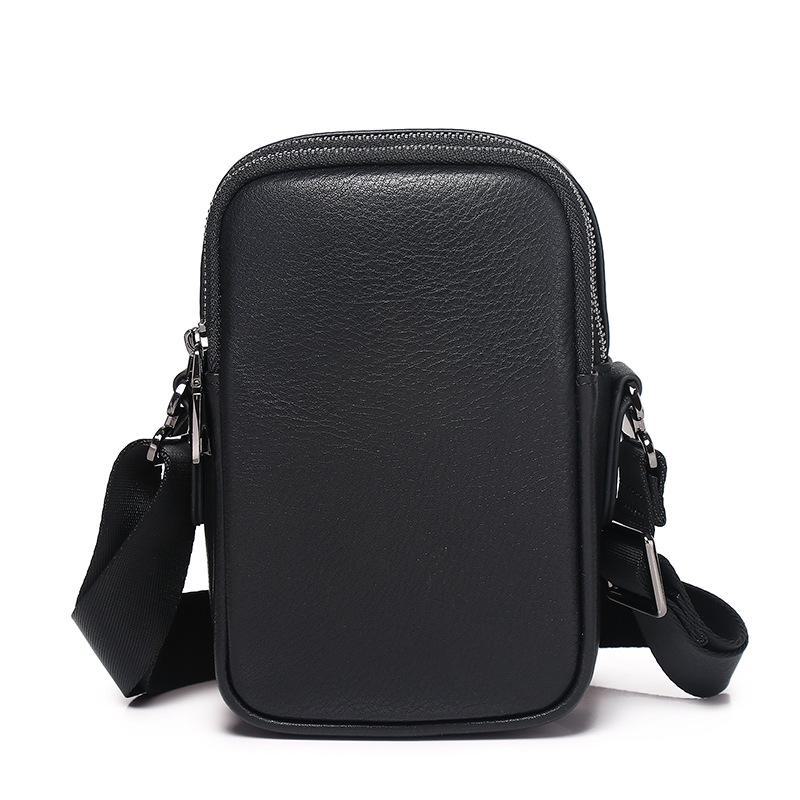 2024 Мужская универсальная модная сумка-мессенджер из коровьей кожи - маленькая, повседневная, удобная для мобильного телефона