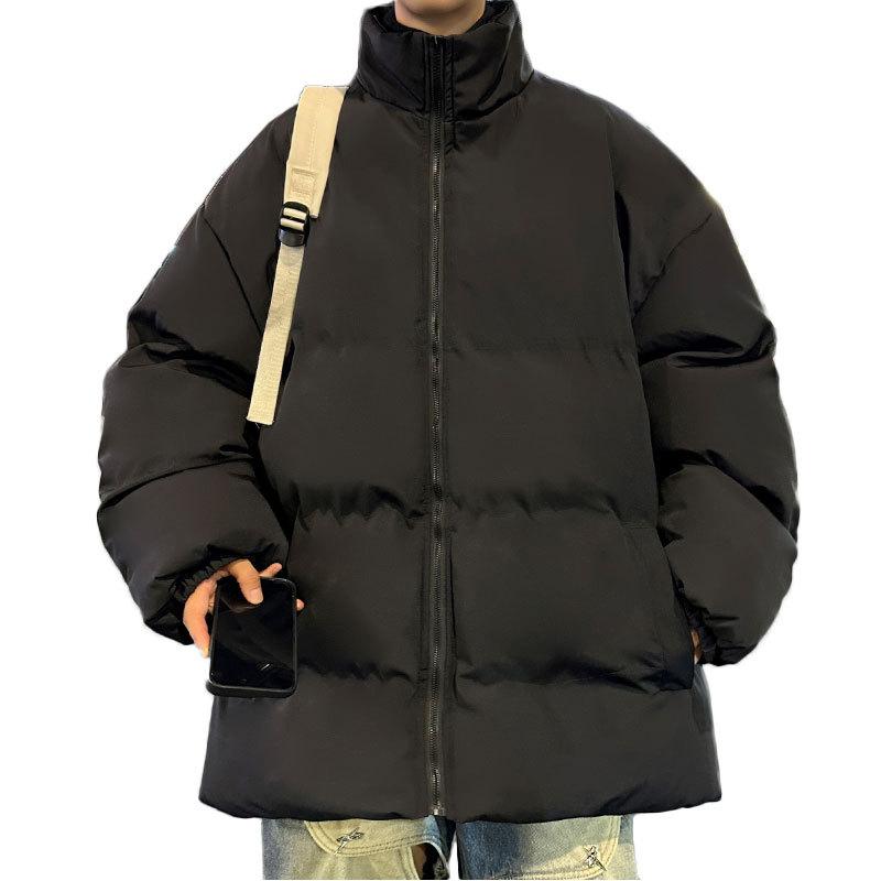 Зимняя одежда для пар из хлопка Двусторонняя одежда с хлопковой подкладкой Высокая тенденция на улице Свободное и универсальное утолщенное теплое зимнее пальто с воротником-стойкой