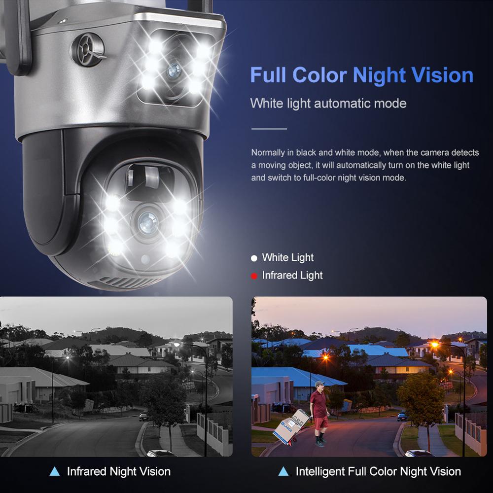 4K 8MP Wifi Solar Camera Lens Dual Screen CCTV  Night Vision V380 Surveillance Wifi Camera On Solar Battery Outdoor Video Cameras
