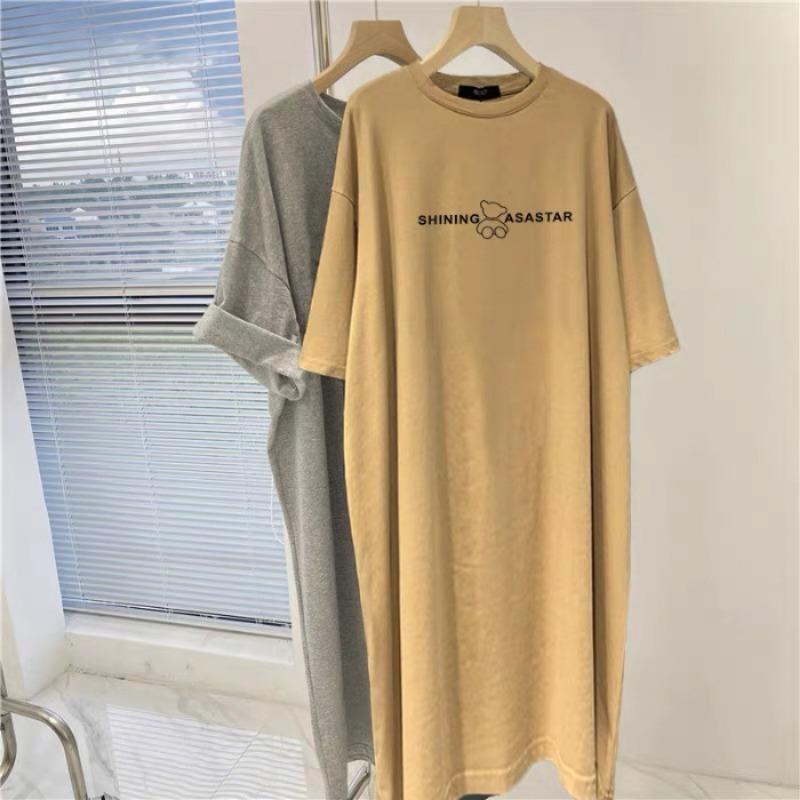 Женское летнее повседневное платье с коротким рукавом, платье-футболка средней длины, свободные облегающие платья с разрезом для беременных