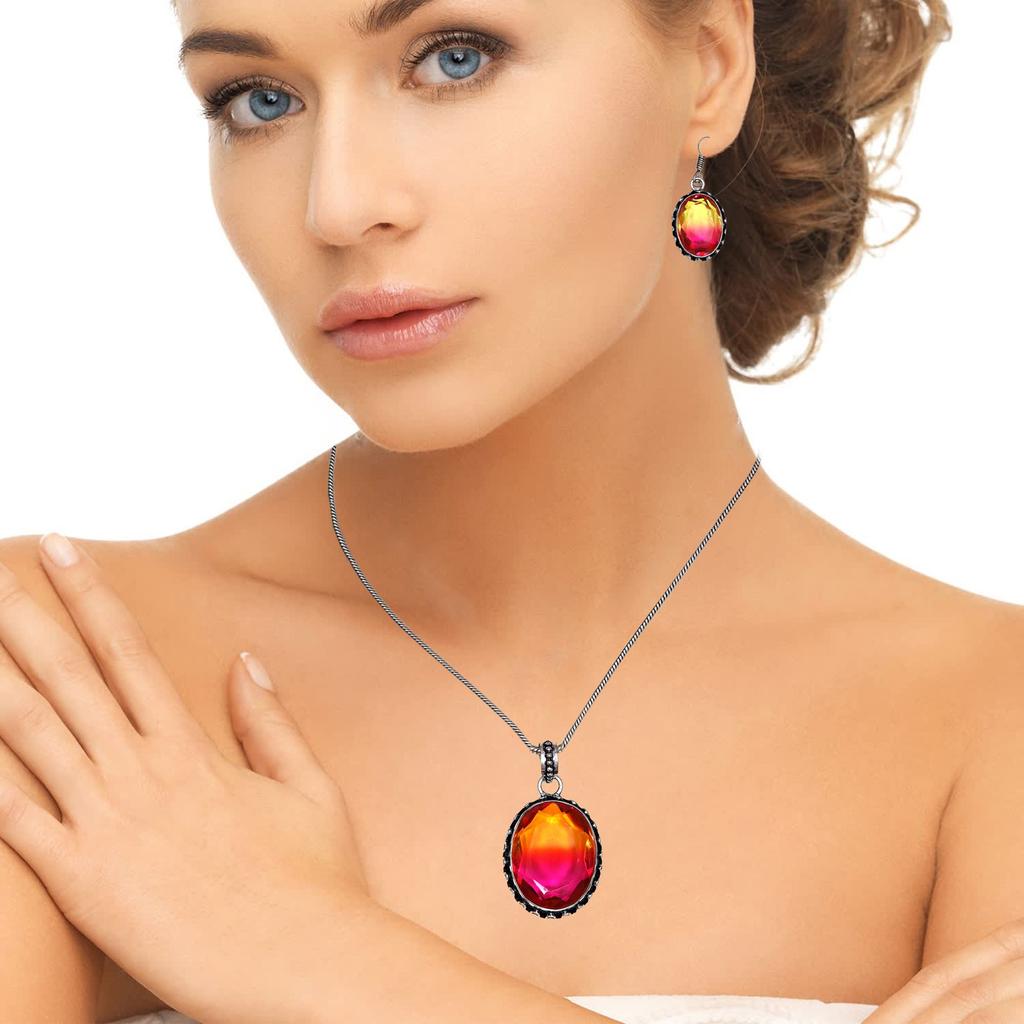 Tourmaline Set Gemstone Gift Wedding Party Bi-Color Pendant,Earring,Ring