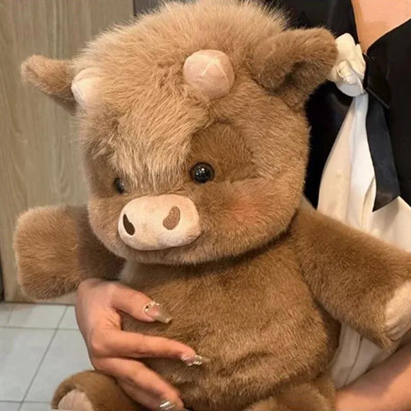 Милая плюшевая кукла Шотландской коровы 45-60 см, Мягкая набивная игрушка, Бегущий теленок, Игрушка-компаньон, Подушка, Праздничный подарок, Украшение для дома
