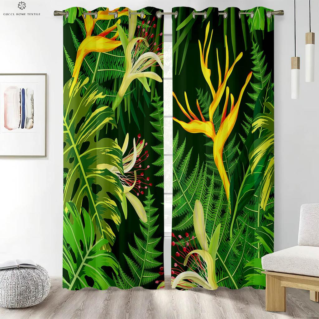 Тропическая растительность Зеленые растения Соответствие цветов Шторы с принтом в скандинавском стиле Спальня Гостиная Кабинет Декоративные шторы