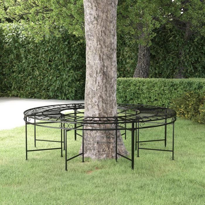 Maison Exclusive - Banc circulaire tour d'arbre Ø160 cm Noir Acier