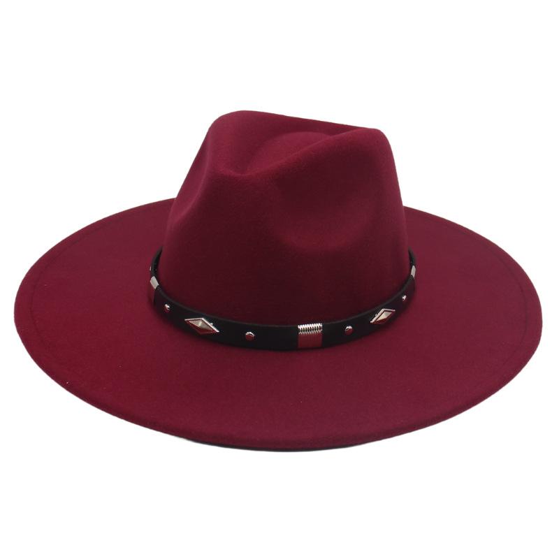 Шляпа-цилиндр с широкими полями, металлические аксессуары для ремня в форме ромба, джазовая шляпа, мужская и женская, британский стиль