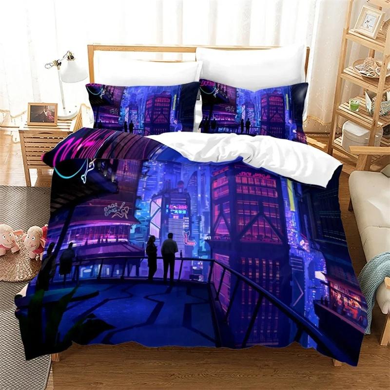 New York City Night View Bedding Collection Queen King Size Comforter Cover Duvet Cover Pillowcase Collection Soft Home Textile Bedclothes