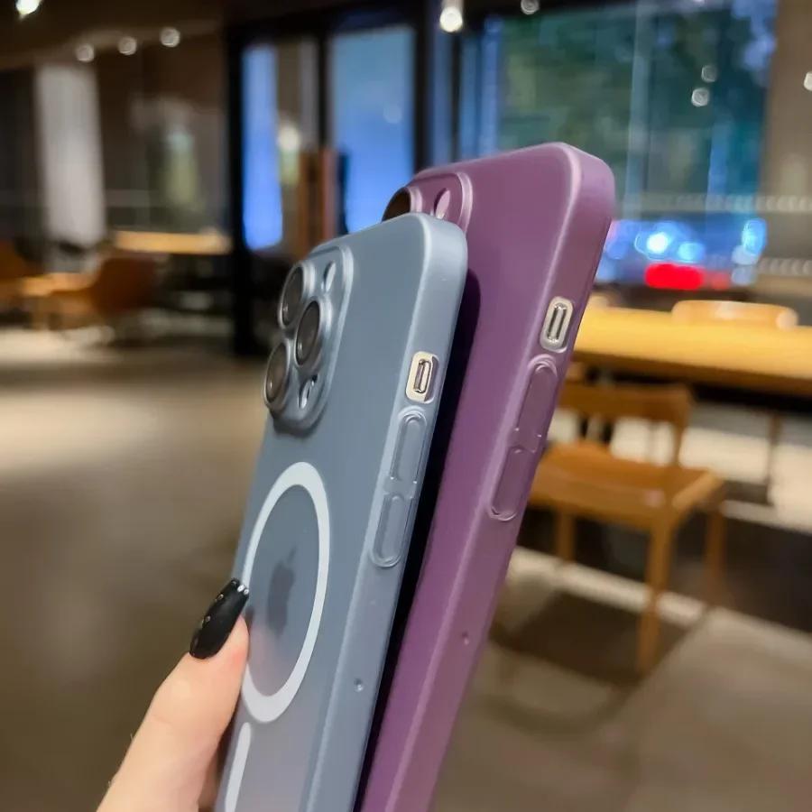 Luxury Ultra Thin For Magsafe Wireless Charge Magnetic Case For iPhone 16e 16 15 14 13 12 11 Pro Max Translucent Skin Hard Cover