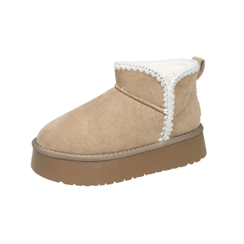 Флисовые теплые зимние ботинки на толстой подошве 2024 года, утолщенные ботинки из хлопка с одной педалью, зимние короткие ботинки Northeast с мехом, женские