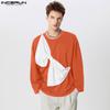 INCERUN Men Round Neck Big Bow Patchwork Long Sleeve Pullover Tops