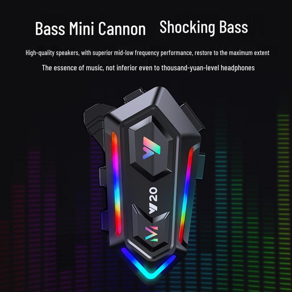 Bluetooth-гарнитура для шлема-интеграла Y20 с RGB-подсветкой и мощными басами