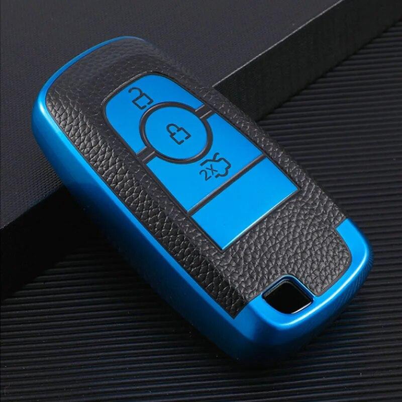 FOR Ford Focus Edge Explorer Escort Mondeo Mustang Ranger Leather TPU Car Smart Key Cover Case Shell Bag Protector Keychain