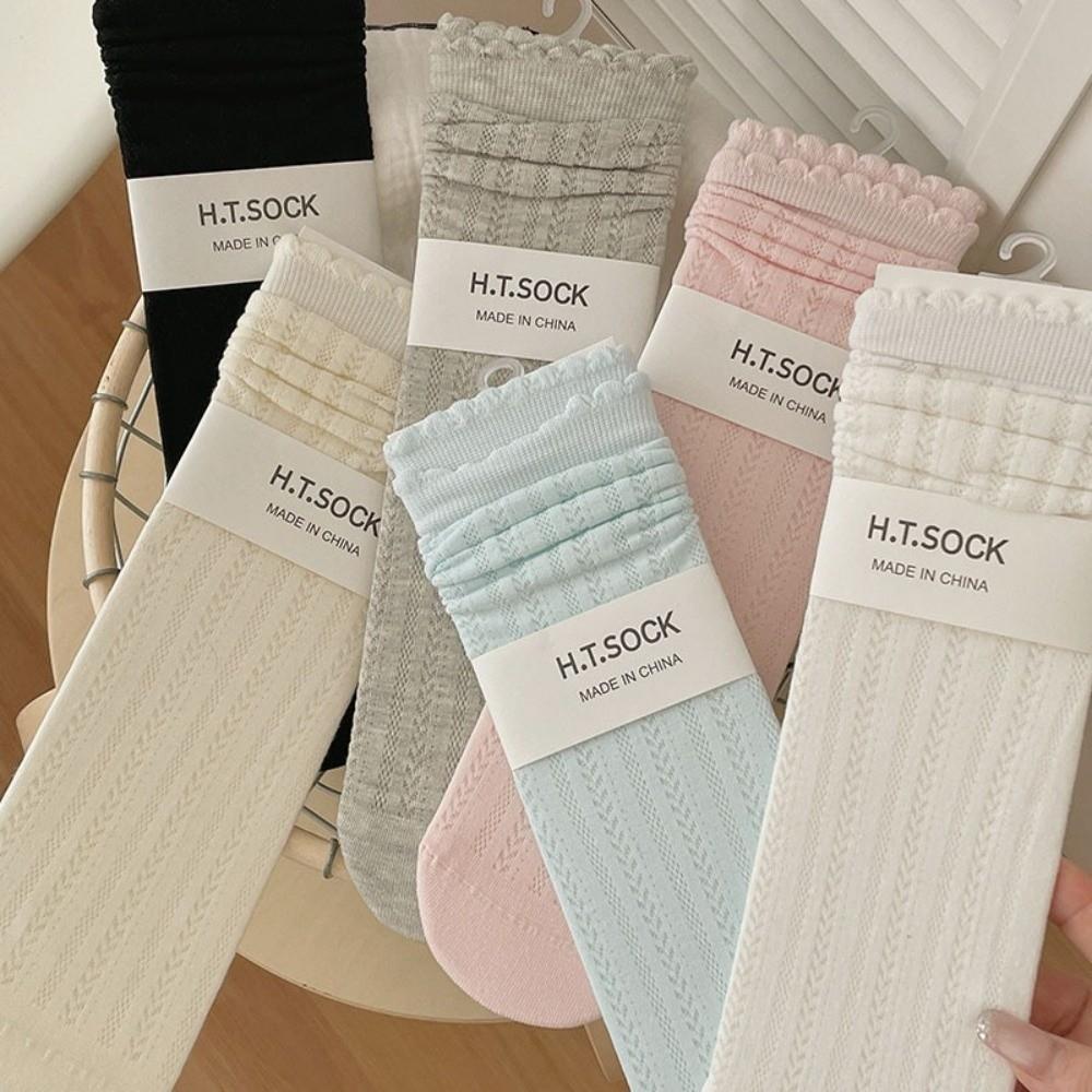 1Pair Mesh Spring Summer Socks Ruffle Lace Socks Cute Thin Socks Women Girls
