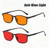 Fashionable Small Square Frame Plain Glasses Women'S Ins Style Orange & Red Lenses Blue Light Blocking Eyewear Men Goggles