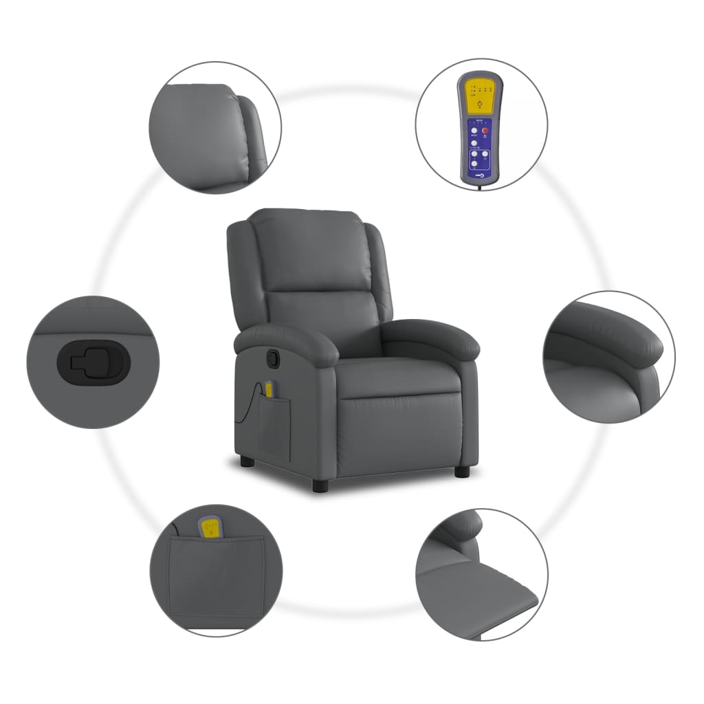 Massage Chair Relaxation Chair Grey Faux Leather