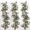 Eucalyptus Leaves Artificial Pine Garland Pine Cone Red Berry Vine DIY Christmas Wreath  Xmas Tree