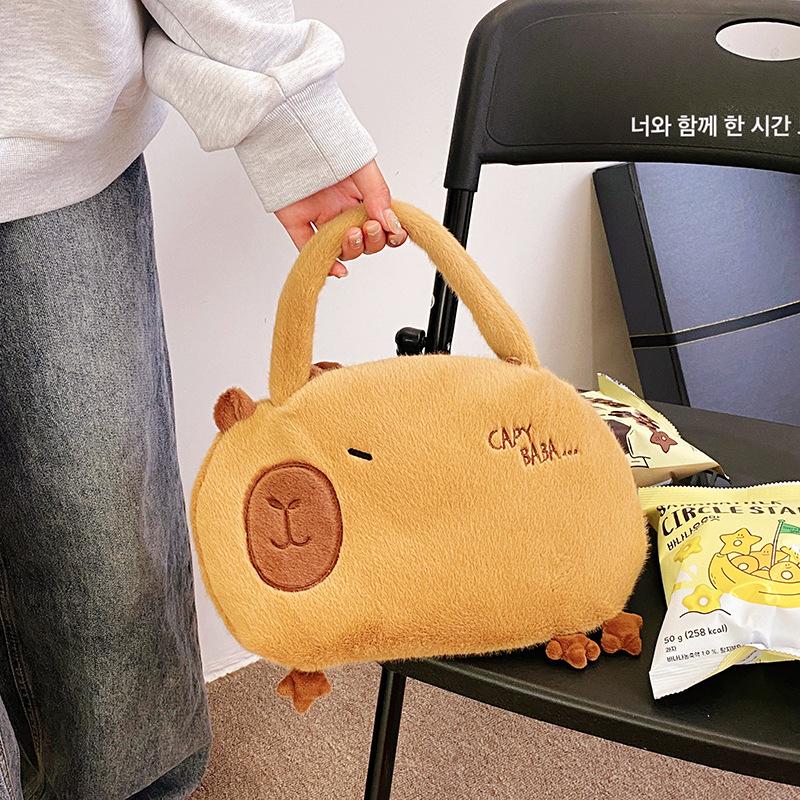 Милая плюшевая сумка-капибара, сумка-мешок с завязками, сумка для мелочи
