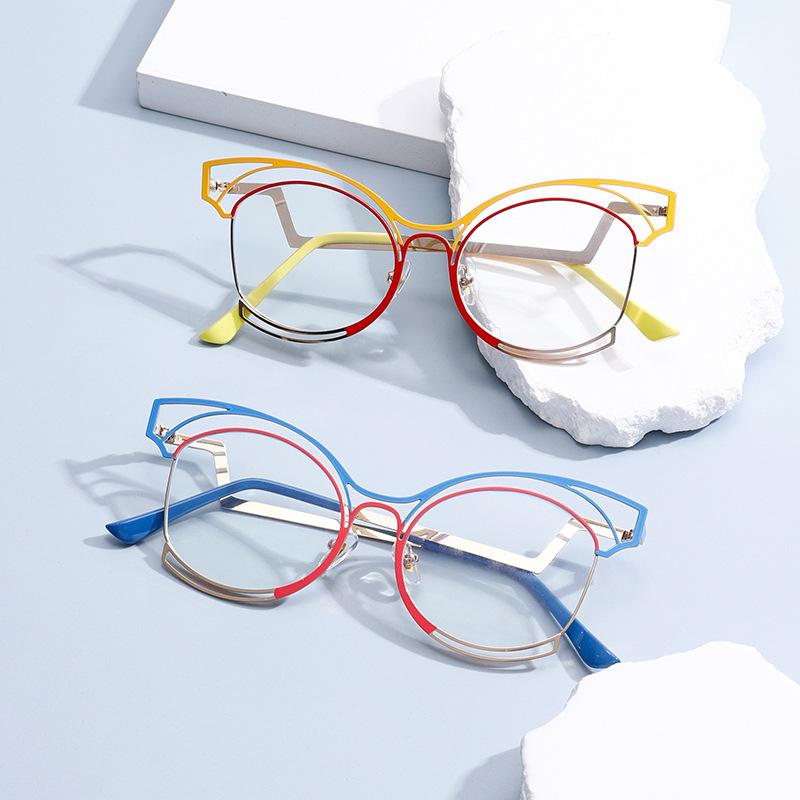 Rhaegal цветная металлическая оправа кошачий глаз синий светоблокирующий очки женский стильный дизайн линзы плано косметические очки