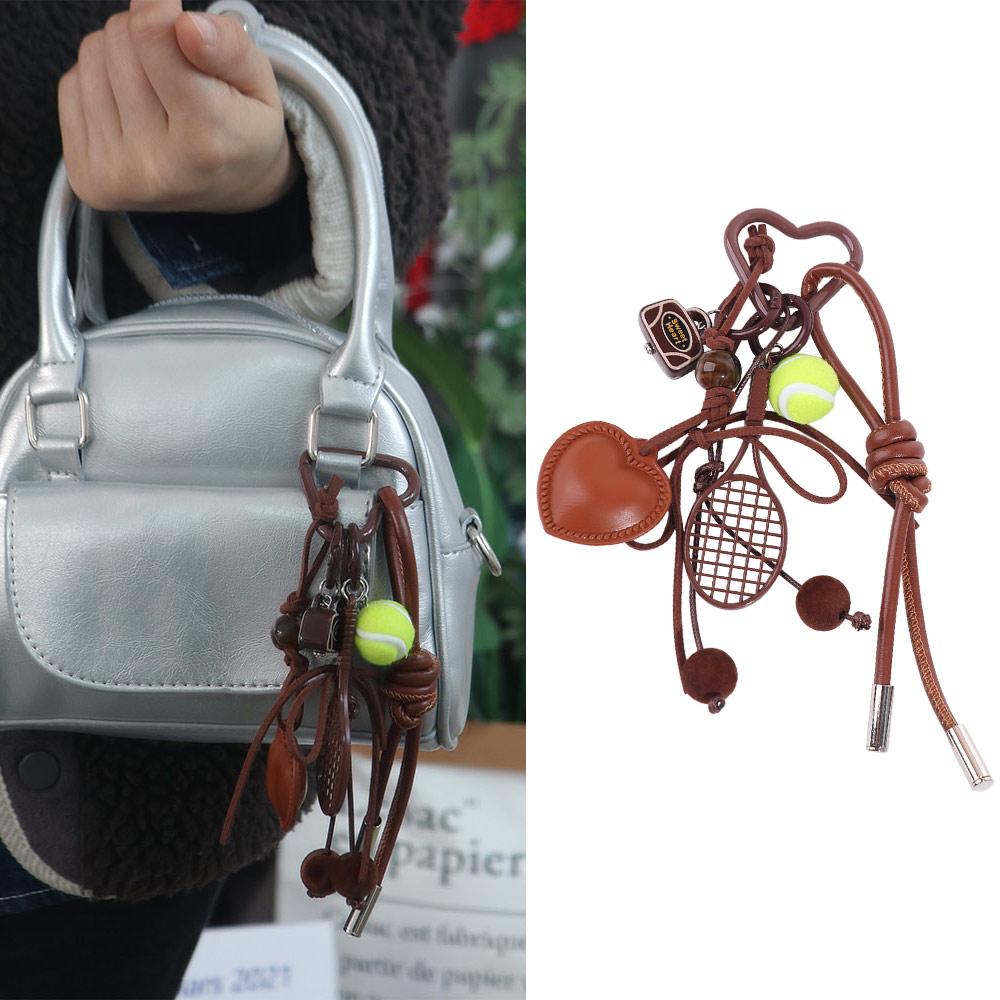 Backpack Decor Brown Bow Heart Bag Pendant Leather Korean Charm Rope Keyring Key Holder