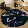 Bohse Onkelz Pattern Round Rug, Indoor/Outdoor Mat, for Picnic, Gameroom, Bedroom, Office, Living Room, Home Decor Carpet, Birthday Gift