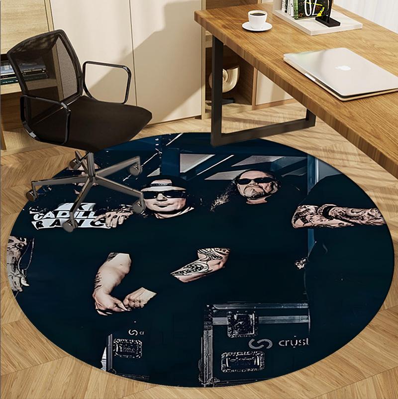 Bohse Onkelz Pattern Round Rug, Indoor/Outdoor Mat, for Picnic, Gameroom, Bedroom, Office, Living Room, Home Decor Carpet, Birthday Gift