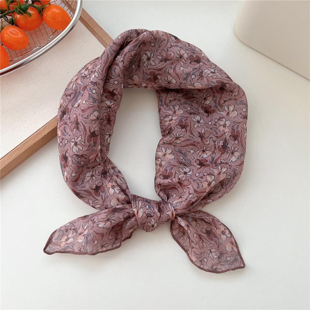 60cm Flower Print Cotton Bandanas Square Scarf Women Girls Headband Accessories Hairscarf Hairscarf