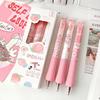 3Pcs/set Cute Erasable Click Pen Pastel Kawaii Press 0.5mm Black Blue Ink Pen with Soft Grip Peach Juice Color Study Supplies
