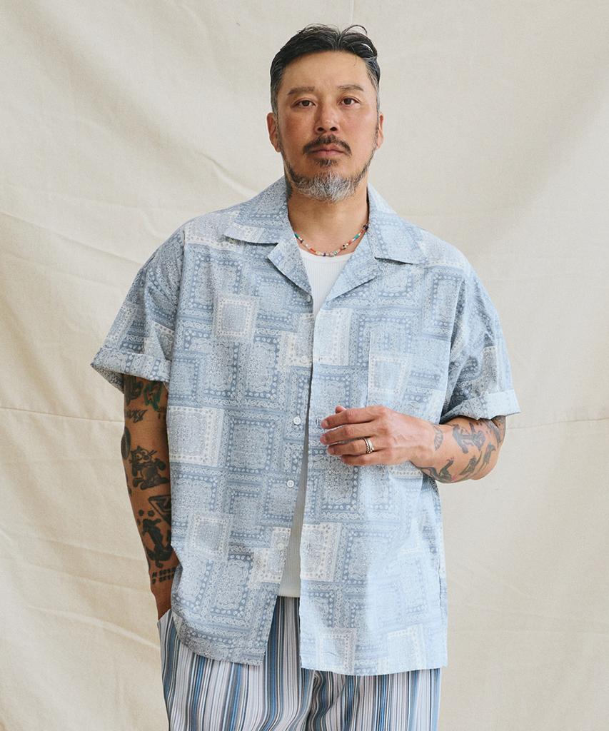RUGGED HOUSE Ocean Square Paisley Short Sleeve Shirt