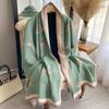 Thickened Scarf For Girls Autumn And Winter, Dandelion Pattern, Color-Blocked Shawl, Short Beard, Tassel Decoration, Warm Neck