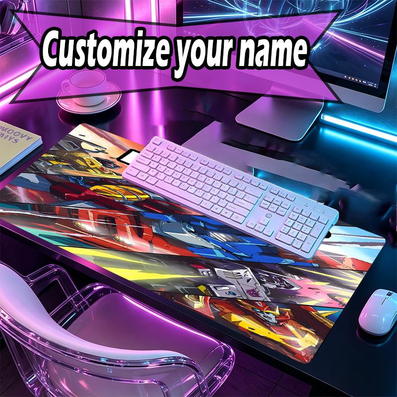 Custom Name Personalized Transformers Pattern Mousepad, Laptop PC Desk Mat, Decorative Desk Mat for Home Keyboard Pad Gift