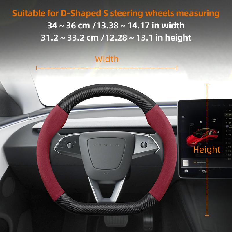 VA1 Suitable for Tesla Suede Matte Carbon Fiber Texture Steering Wheel Cover Suitable for Model 3 Y X S Highland Intelligent Systems