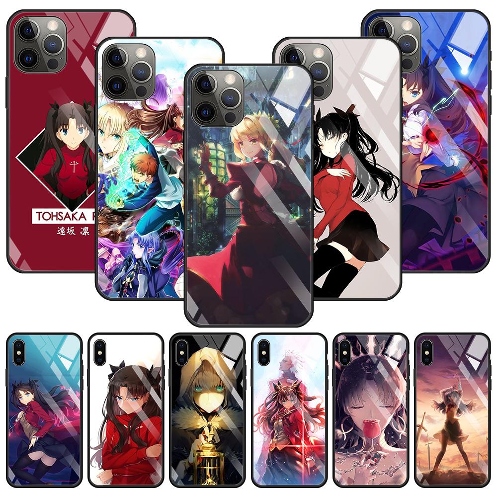 Tempered Glass Case For Iphone 12 11 Pro Max 14 13 Fundas X Xr Xs Max 8 7 6s Plus Cover Shell Fundas Fate Zero Tohsaka Rin