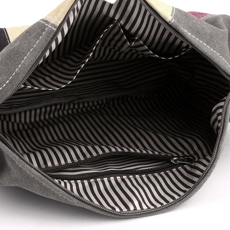 Block Color Shoulder Bag Women's Large Capacity Portable Stitching Canvas Bag