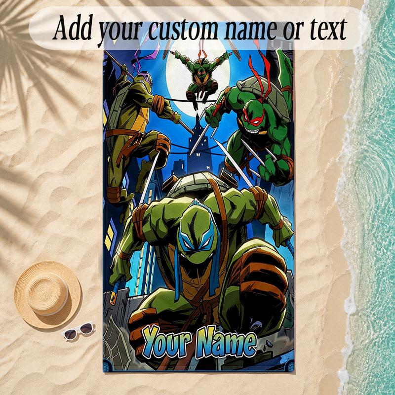 Beach TowelTeenage Mutant Ninja Turtles Custom Name Text Personalized Soft Towel for Beach Pool Indoor Home Decor Gift