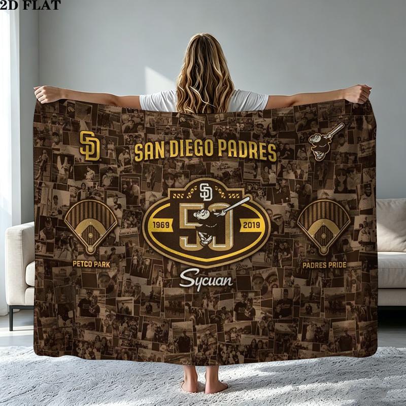 San Diego Padres Print Flannel Blanket High Quality Warm Comfortable Cover for All Seasons Perfect for Gifts Home Decor