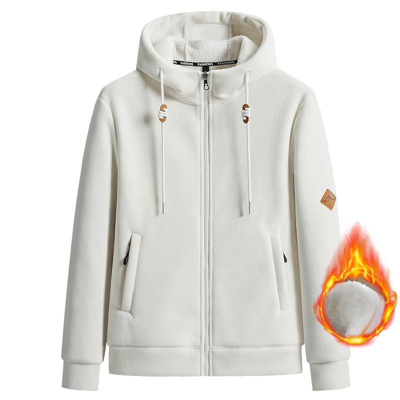 Зимняя толстовка с капюшоном из овечьего флиса для мужчин, корейская версия, толстая теплая куртка на молнии из кораллового флиса, пальто с капюшоном для пары, Sudaderas Para Hombres