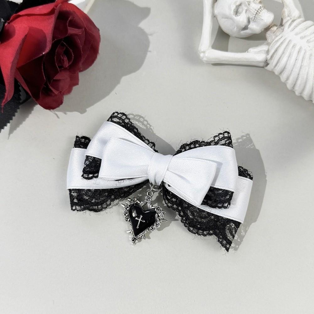 Gothic Cute Duckbill Clip Ribbon Hair Barrettes Cool Children Side Clip Daily Wear