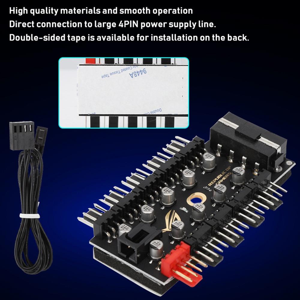 4Pin Fan Hub 10 Channel PWM Fan Hub Practical PC Fan Hub  Computer Chassis