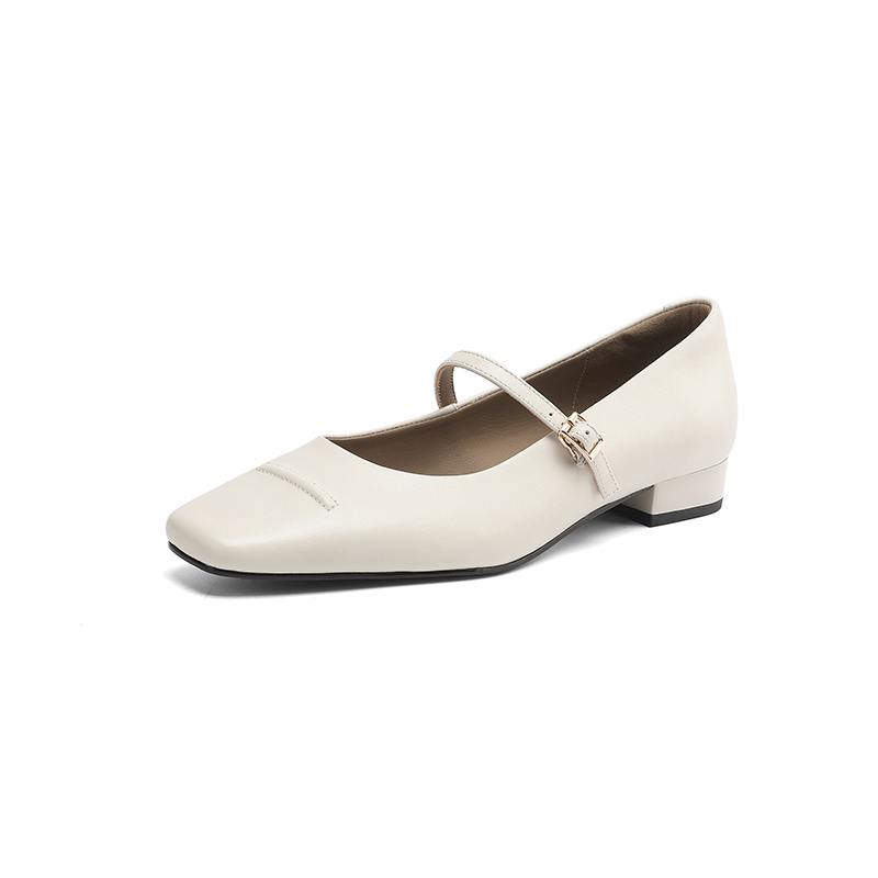 Krazing Pot Cow Skin Spring Summer Size 41 Low Heels Women Square Toe Shallow Pumps