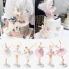 3Pcs/Set Cake Decoration Vibrant Color Cute Realistic Appearance Happy Birthday Ballet Girls Decorations Cupcake Toppers