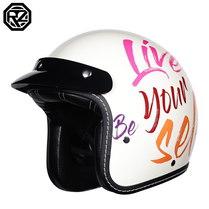DOT Certified 3/4 Motorcycle Helmet Men Women ABS Full-coverage Half All-Season Riding With Bluetooth Slot Retro