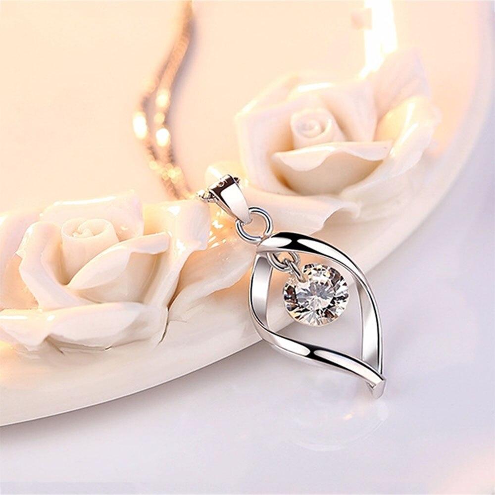 New 925 Sterling Silver Women Necklaces Fashion Drop Shape Pendant High Quality Zircon Clavicle Chain Jewelry Length 45CM