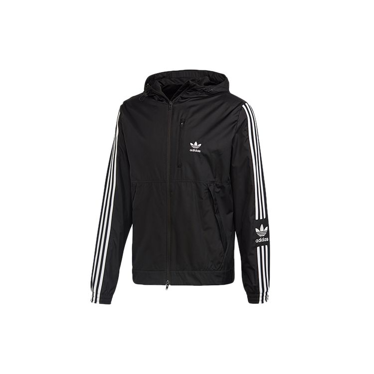 Adidas Оригиналы Трилистник Lock Up WB Полная молния Повседневная спортивная толстовка с капюшоном Мужские топы Черный FM3815