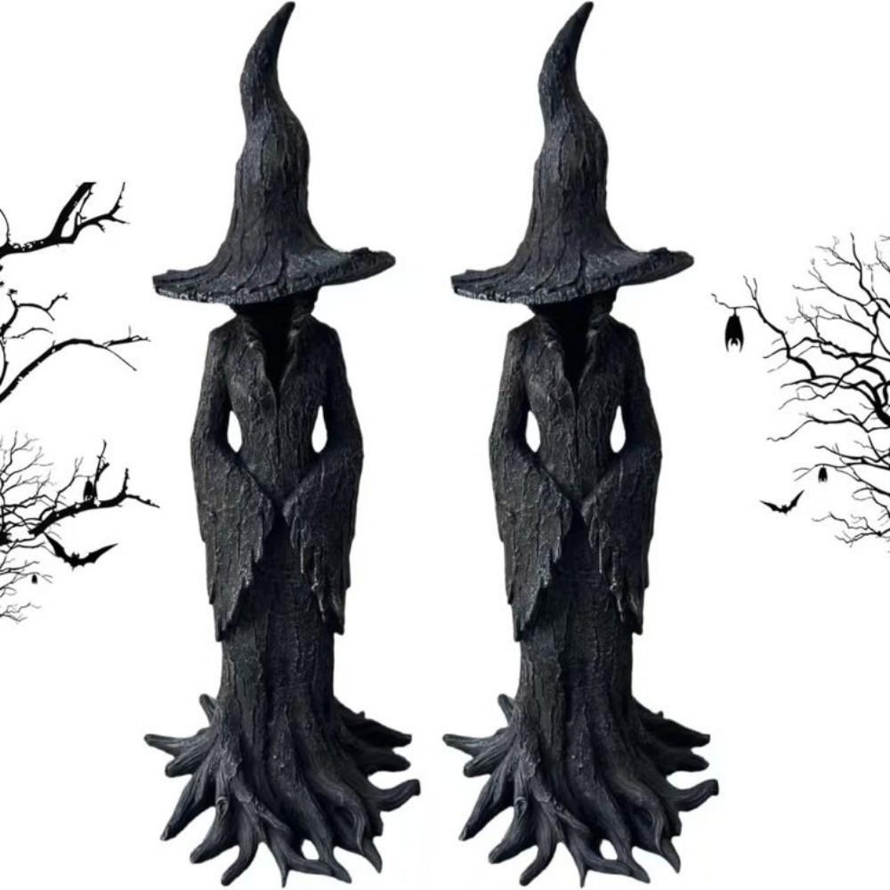 Black Ghost Witch Sculpture Gothic Halloween Party Decoration Halloween Witch Statue Haunted House