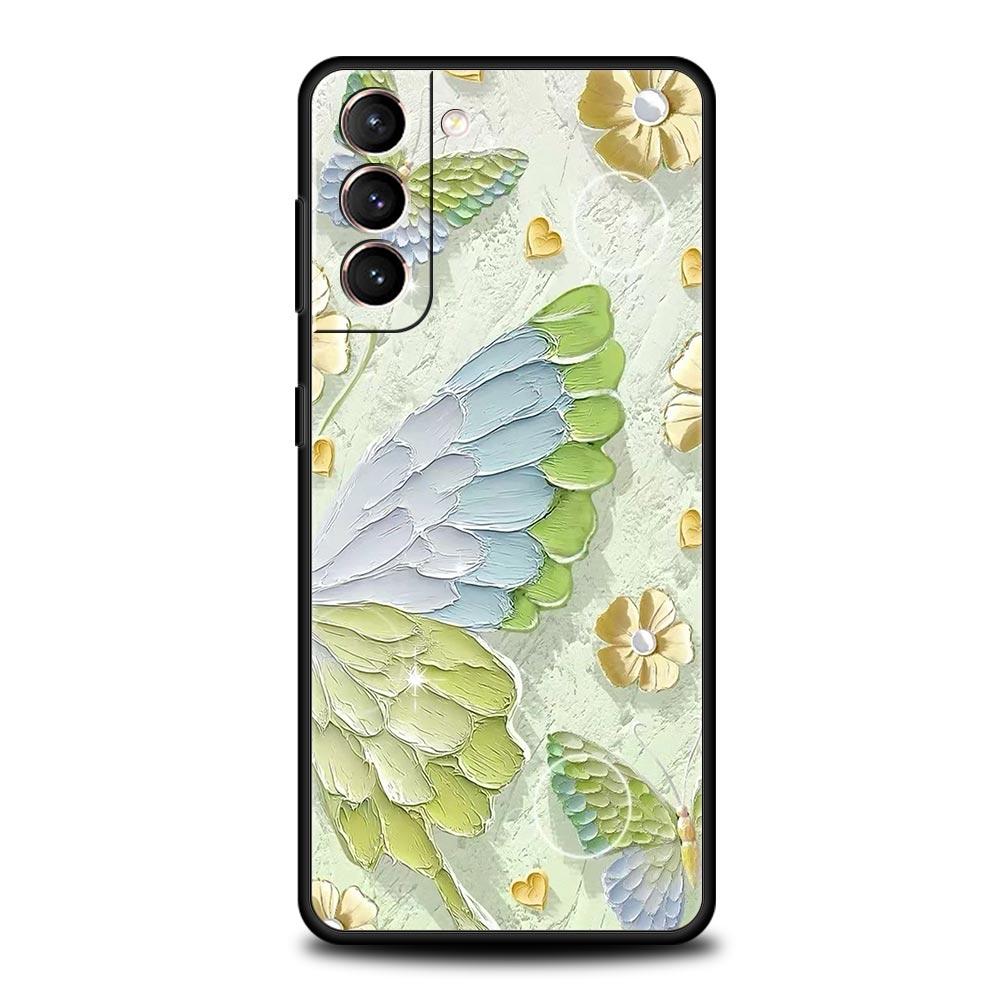 Чехол для телефона Samsung Galaxy S25 Edge S24 S23 S22 S21 Ultra S20 FE 5G S10 S10E S9 Plus Мягкий ТПУ Чехол Масляная Живопись Цветок