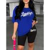 Summer Slim Bodycon Two Piece Outfit Ladies Short Sleeve Crop T-shirt High Waist Tight Shorts