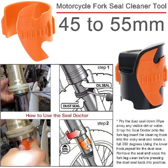 Windance Pack of 3, Motorcycle Fork Seal Saver Cleaner 45mm-55mm,Front Fork Seal Clean Tool, Shock Repairing Absorber Tool (Red+Blue+Orange)