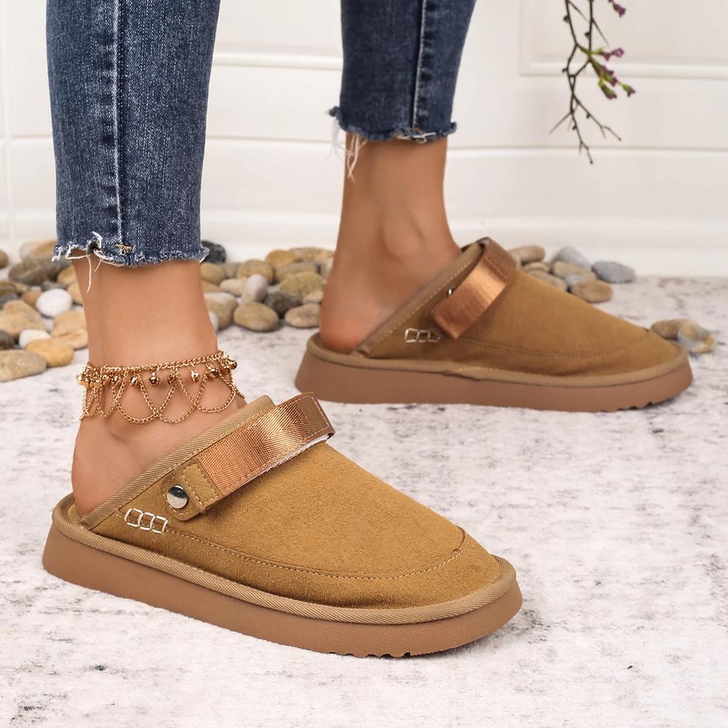 Женские тапочки на платформе, осень-зима 2024, новые повседневные тапочки без застежек, модные уличные тапочки Baotou, женские шлепанцы, женские