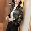 Женская шифоновая бейсбольная куртка Весна/Лето 2025 - Большой размер, Повседневный принт, Короткий кардиган
