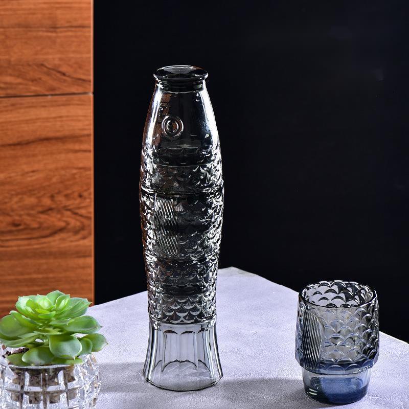 Vintage Relief Koi Fish-shaped Water Glass Set 4 Pieces Of Household Living Room Beverage Glass Set Whiskey Glass Red Wine Glass